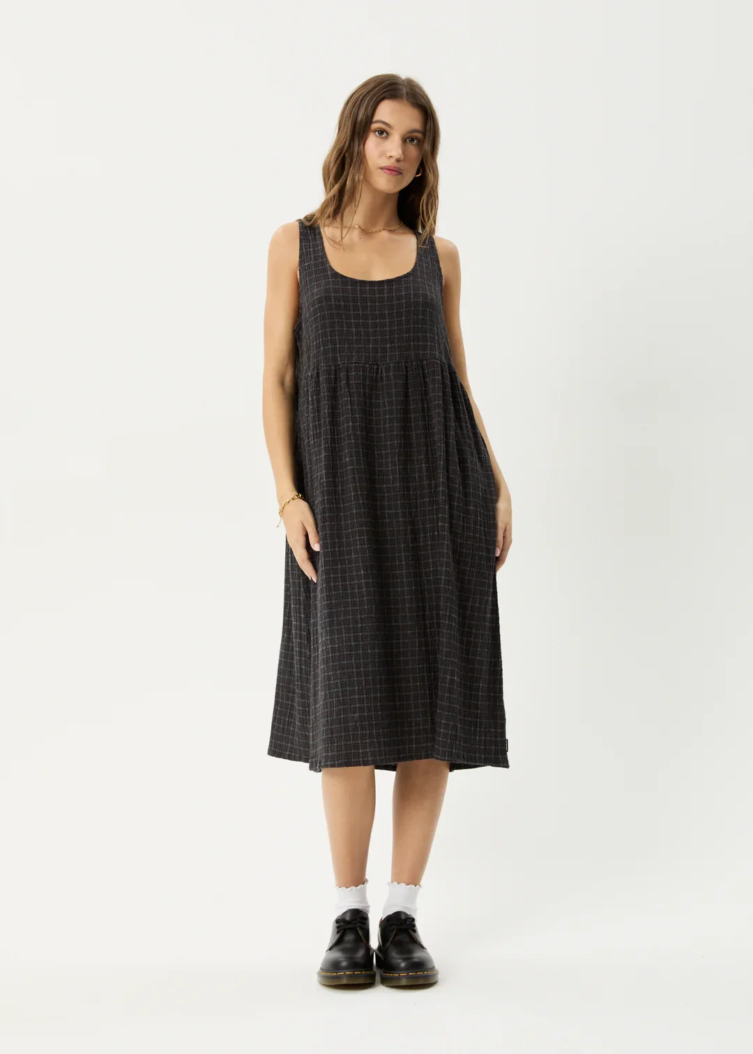 Afends  Black check mid Dress