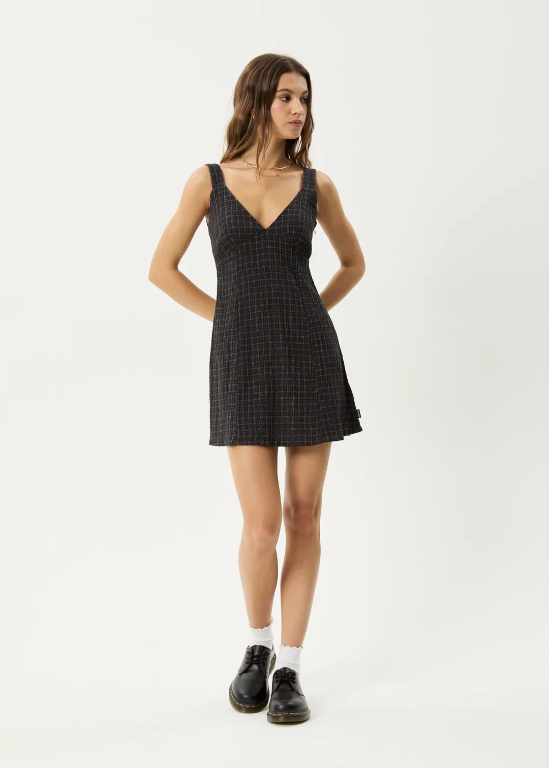 Afends mini dress - Hemp Black ckeck