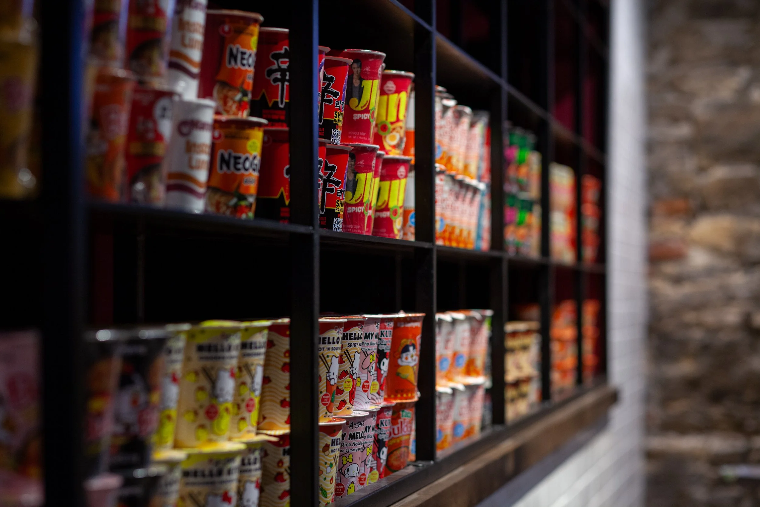 Retail Display Detail – Black Steel Shelving at Ba Lao Bar