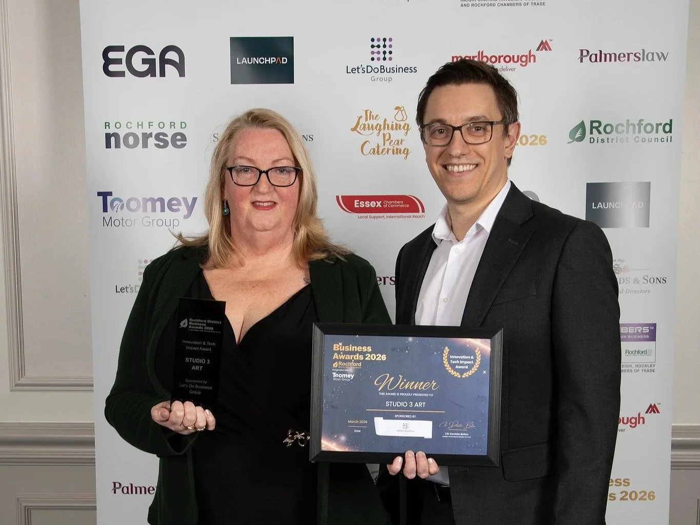 Congratulations Studio 3 Art! Winner of the Innovation and Tech Impact Award at the 2026 Rochford District Business Awards