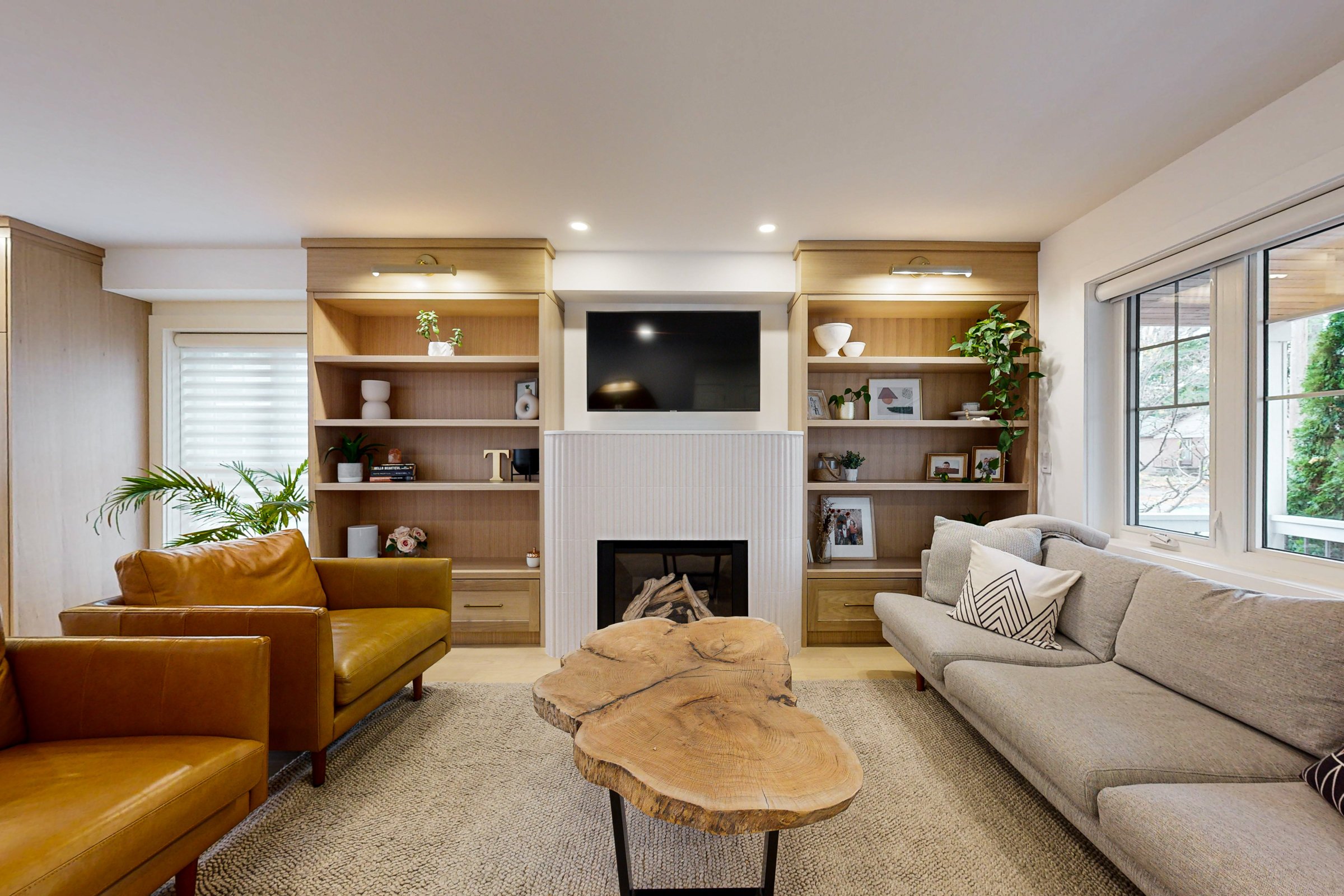 Etobicoke living room renovation by Waterfront, a Toronto design-build firm led by Chris and Julie.