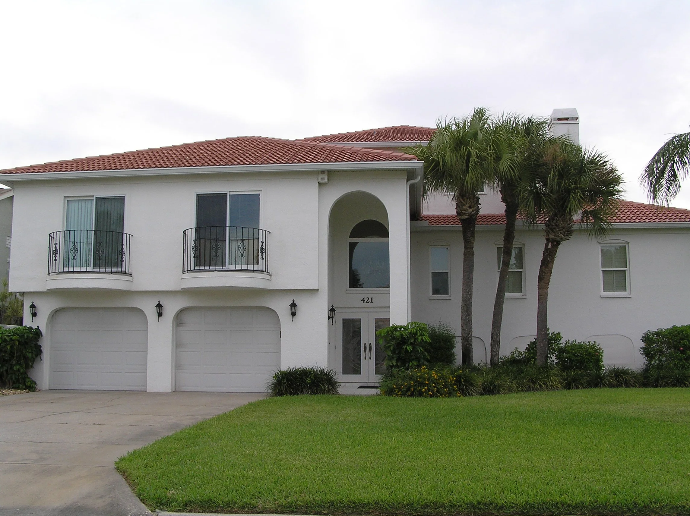 Solar and security window film on residential home.