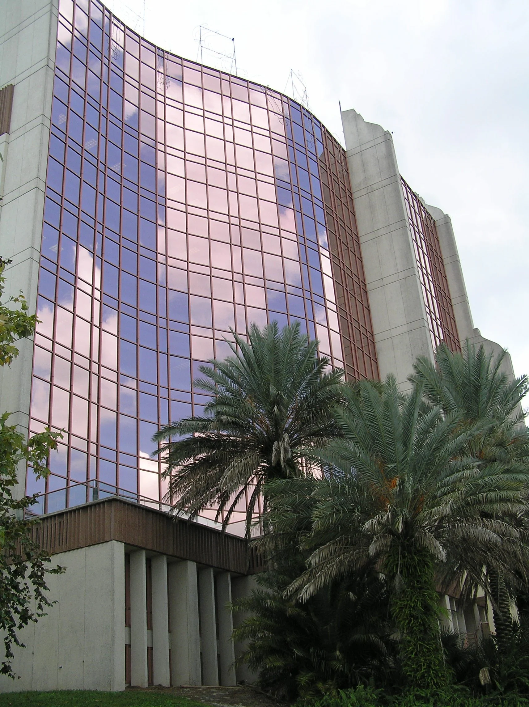 Solar and security window film on commercial building.