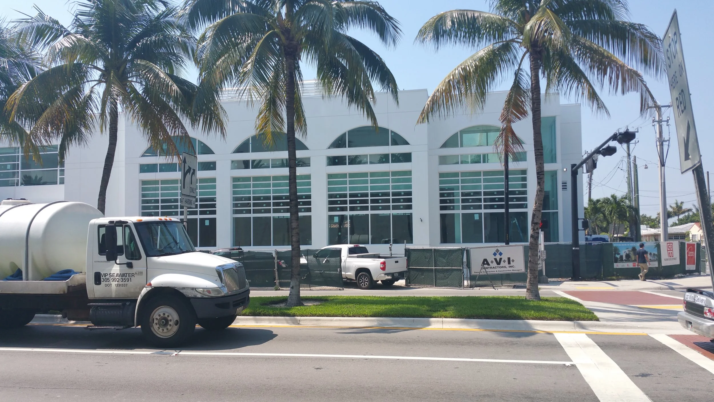 Solar and security window film on commercial building.