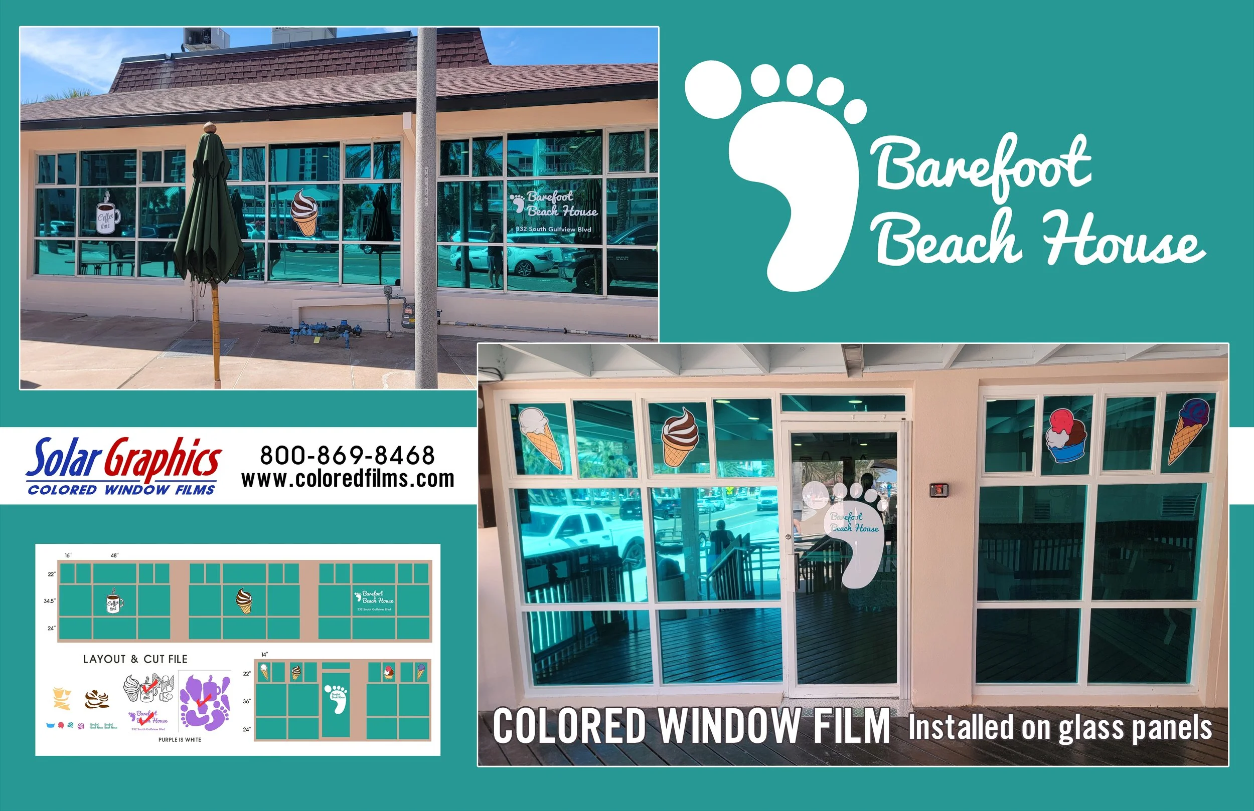 Barefoot Beach House (colored window films on glass panels)