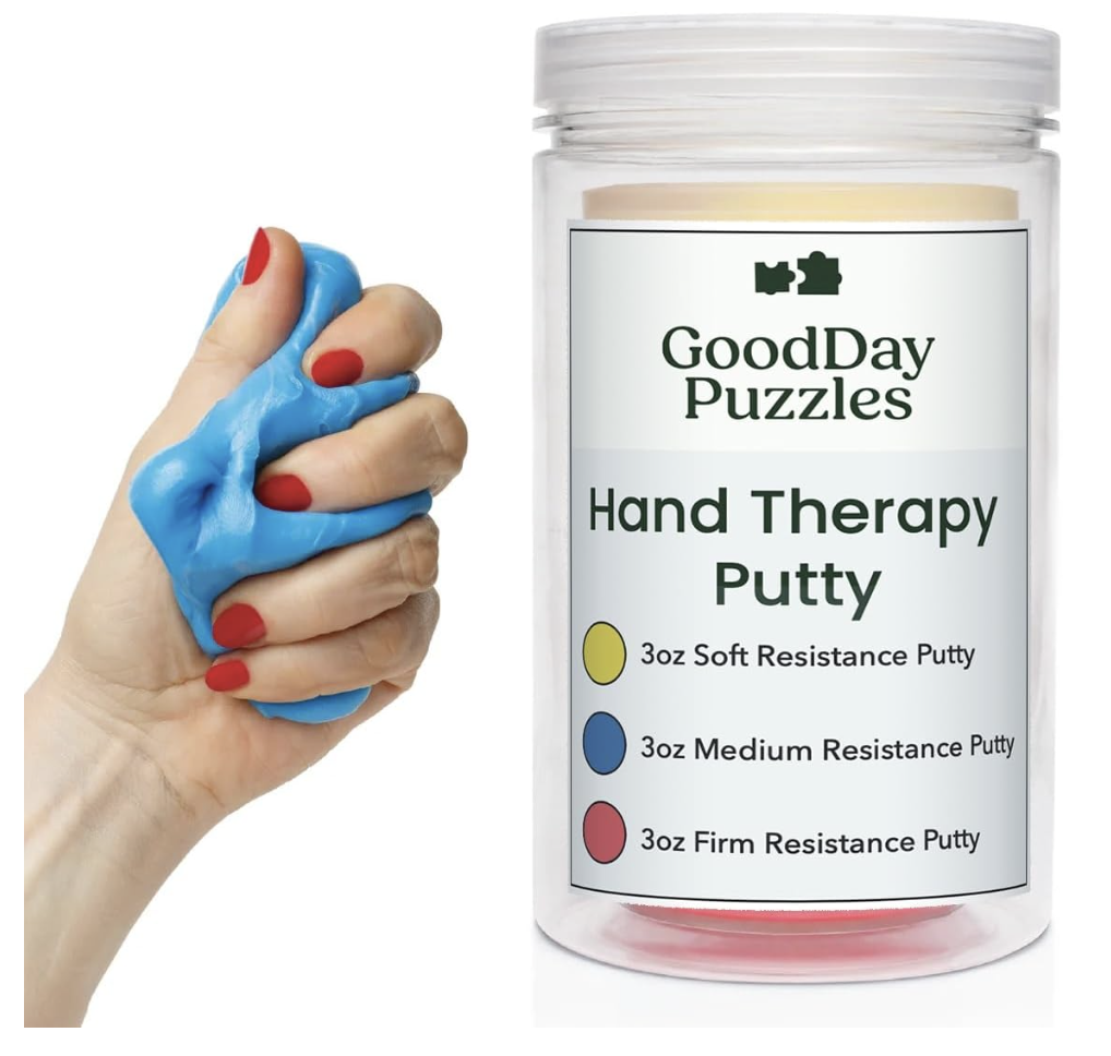 Therapy Putty by GoodDay Puzzles, 3 Piece Set, Stress Relief, Strength, Occupational Therapy, Fidget & Fine Motor Toys for Seniors