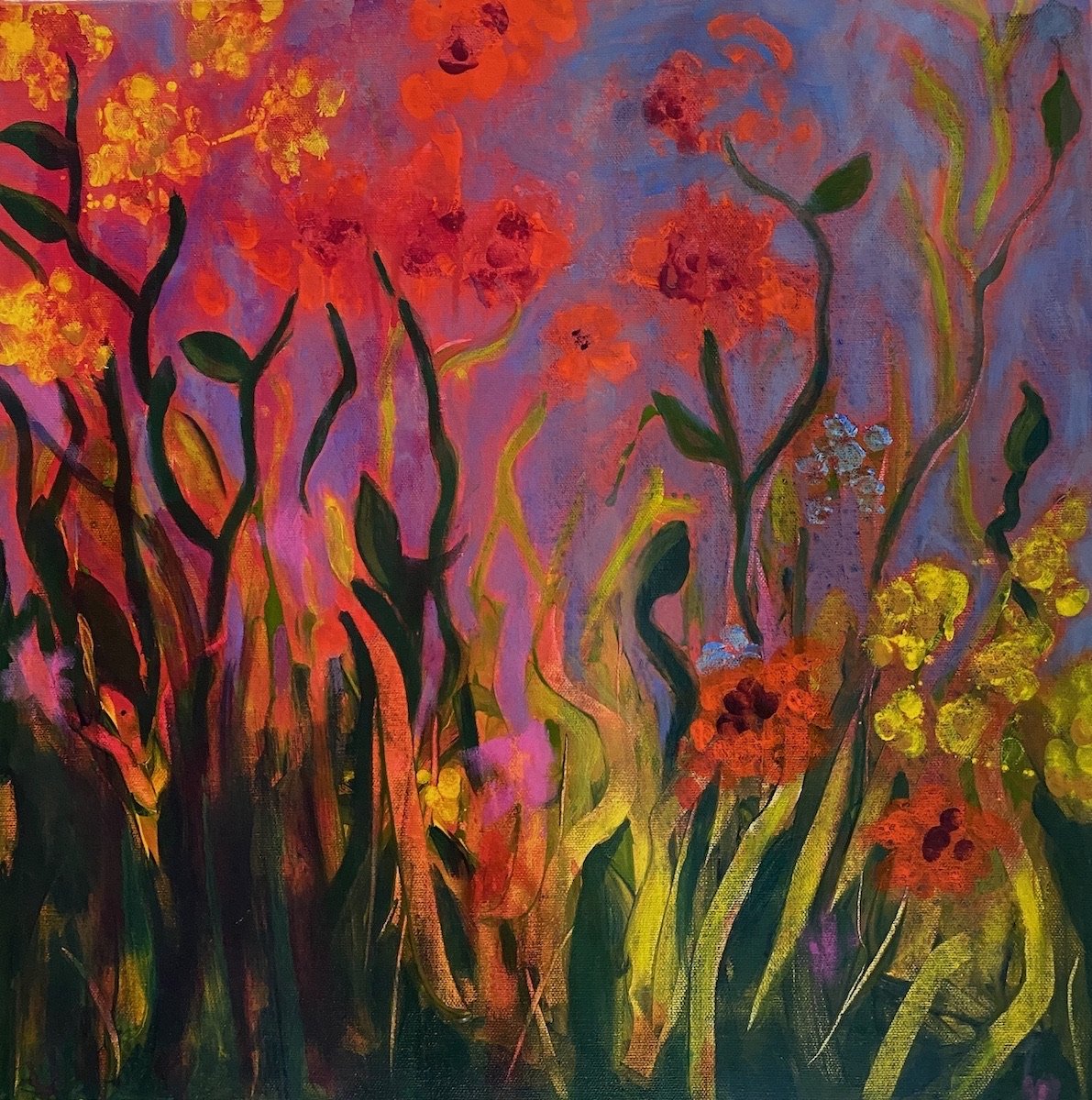   Red and Yellow Flower Garden   
20” X 20” | Acrylic on Canvas