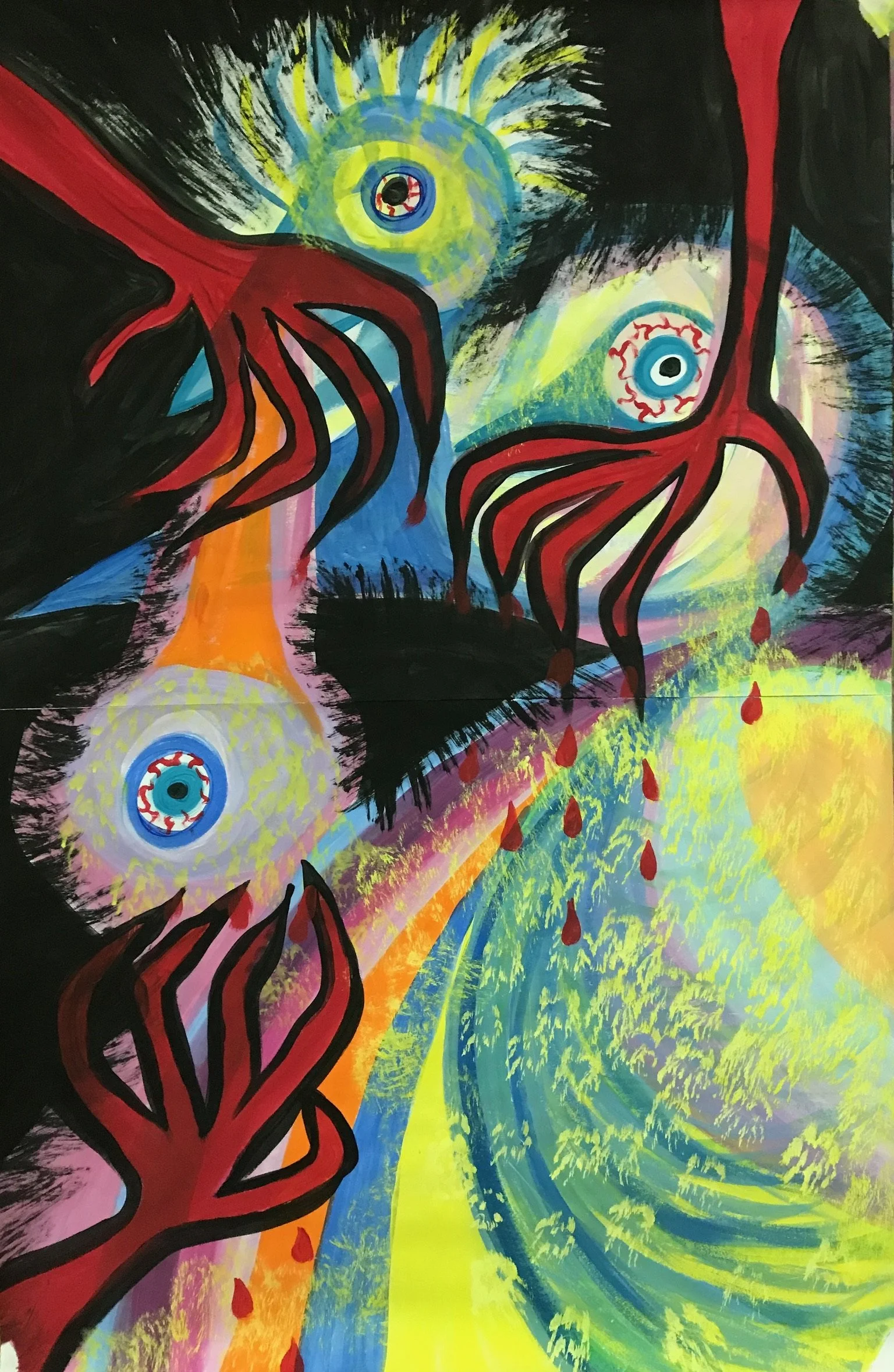  Bloody Hands with Chickens  
24” X 36” | NFS