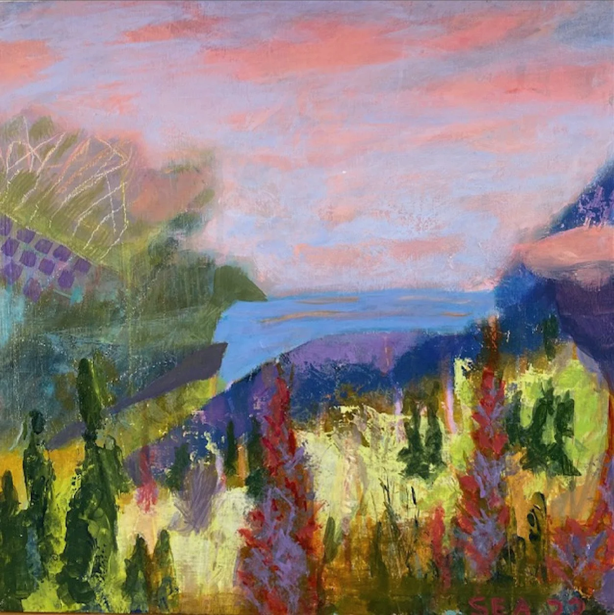   A View of the Water   
12” X 12” | Acrylic on Wood Panel