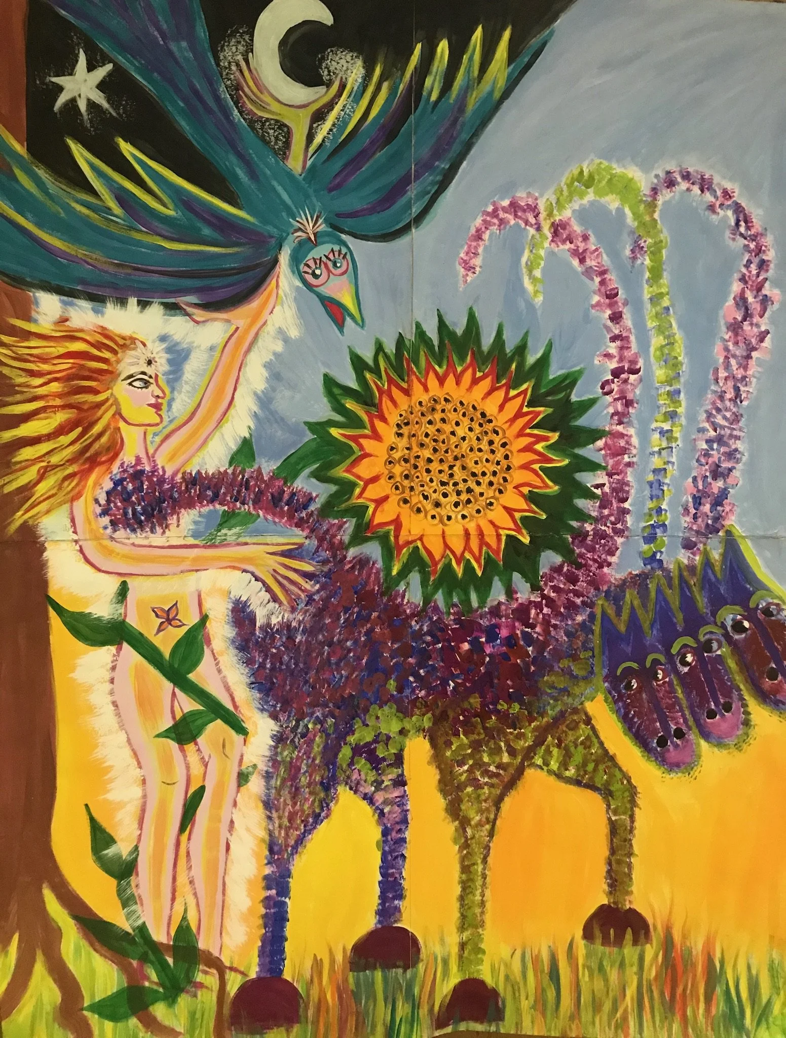  3 Headed Animal and Lady  
48” X 54” | NFS