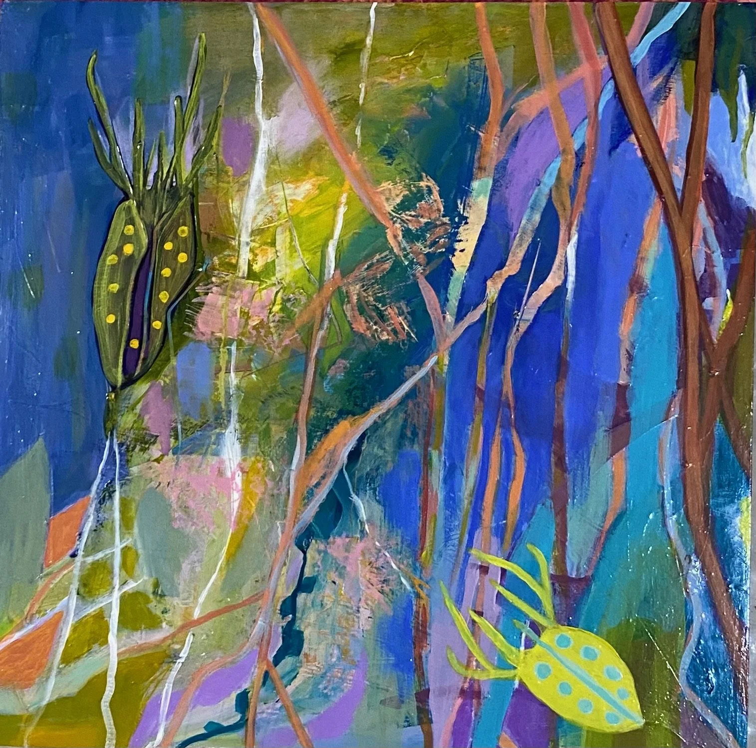   Beetles in the Spring   
16” X 16” | Acrylic on Wood Panel