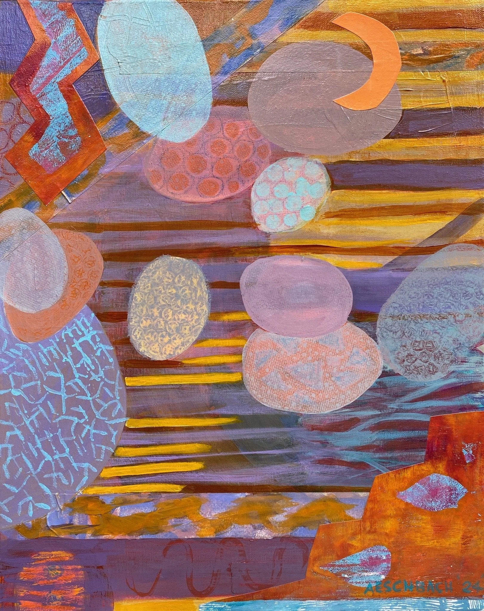   Eggs in Space   
16” X 20” | Acrylic and Collage on Canvas