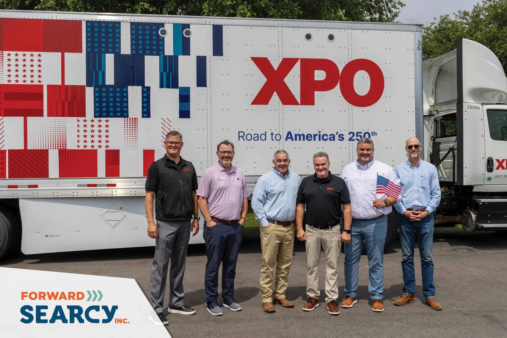 Community leaders recently joined XPO as the company unveiled a special fleet of trailers honoring America's upcoming 250th anniversary. While these trailers will travel highways across North America, they're manufactured right here in Searcy! #Madei
