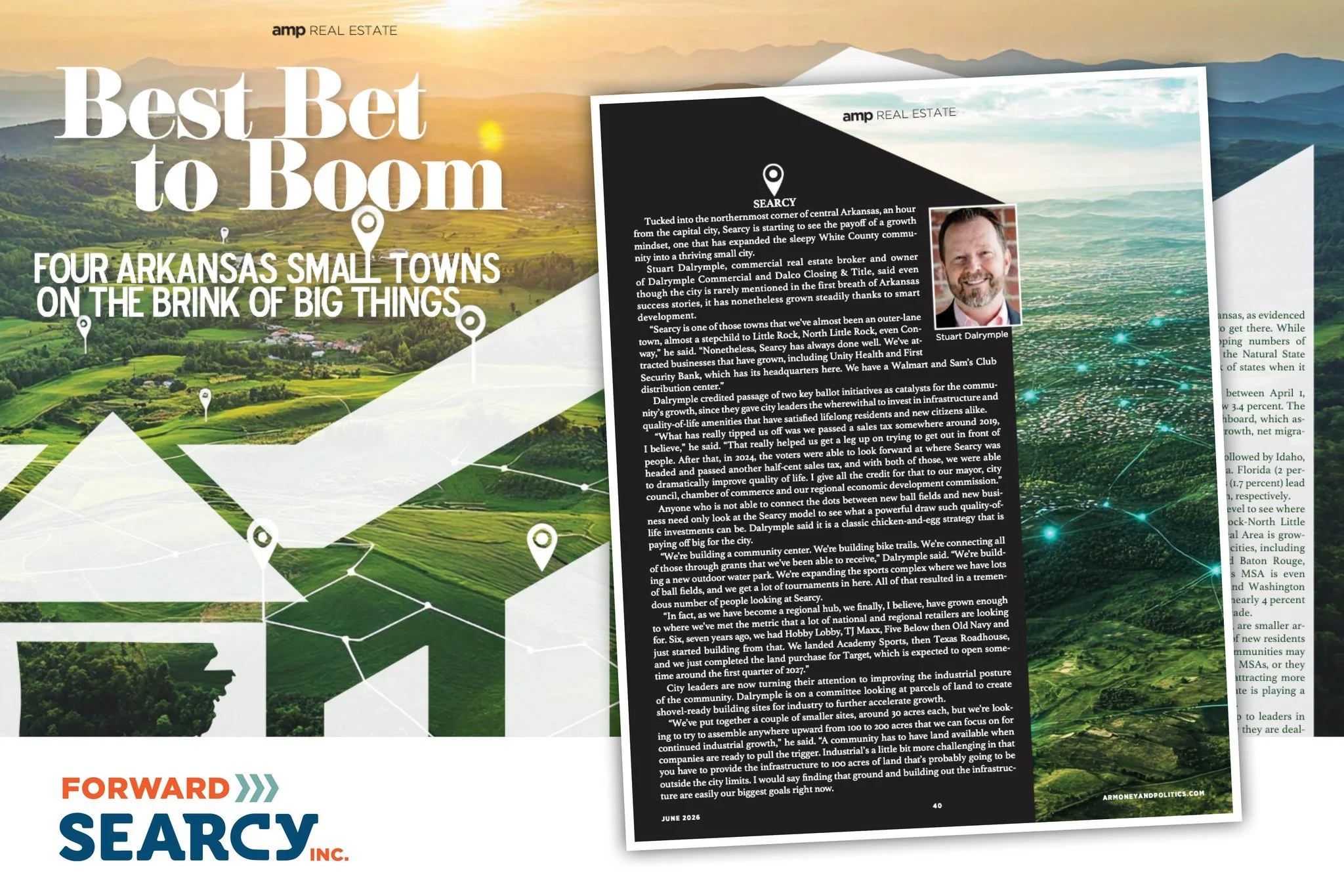 Searcy was recently featured by Arkansas Money &amp; Politics as one of "Four Arkansas Small Towns on the Brink of Big Things," highlighting our community's steady growth, strategic investments and forward-thinking leadership.

Success does