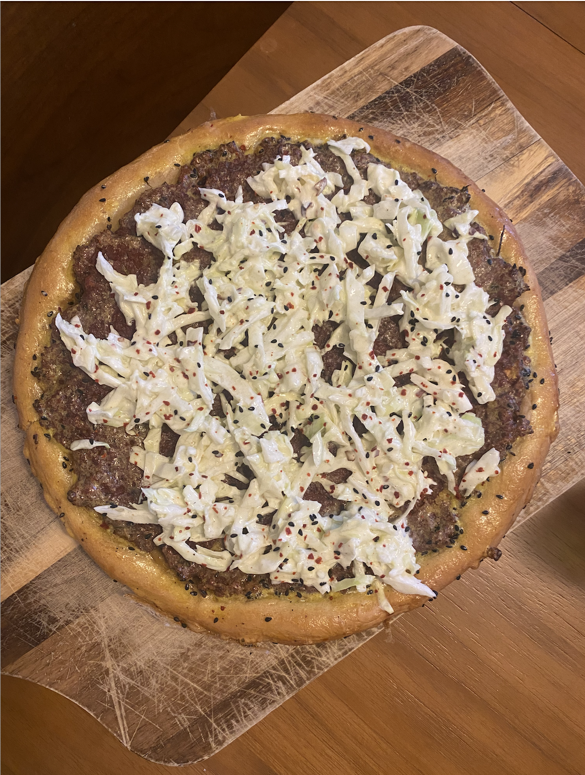 Spiced Plant-Based Skillet Flatbread with Cabbage & Labneh
