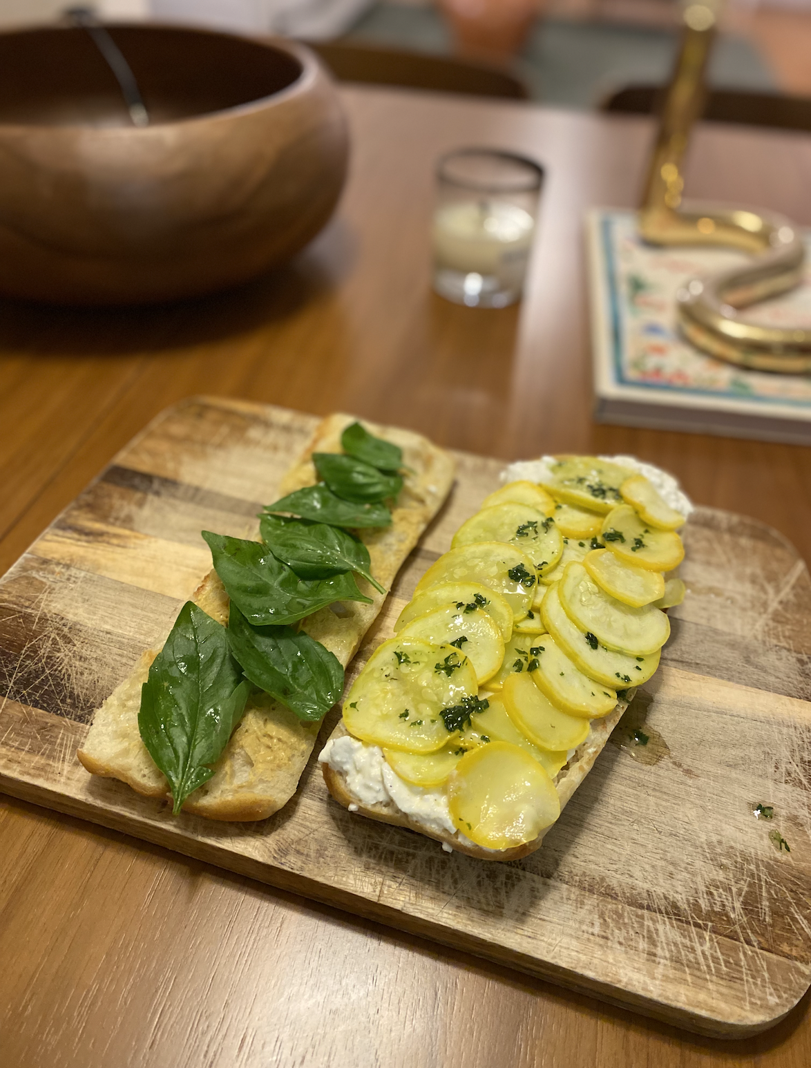 Grilled Ciabatta with Zucchini, Creamy Burrata Spread & Fresh Basil