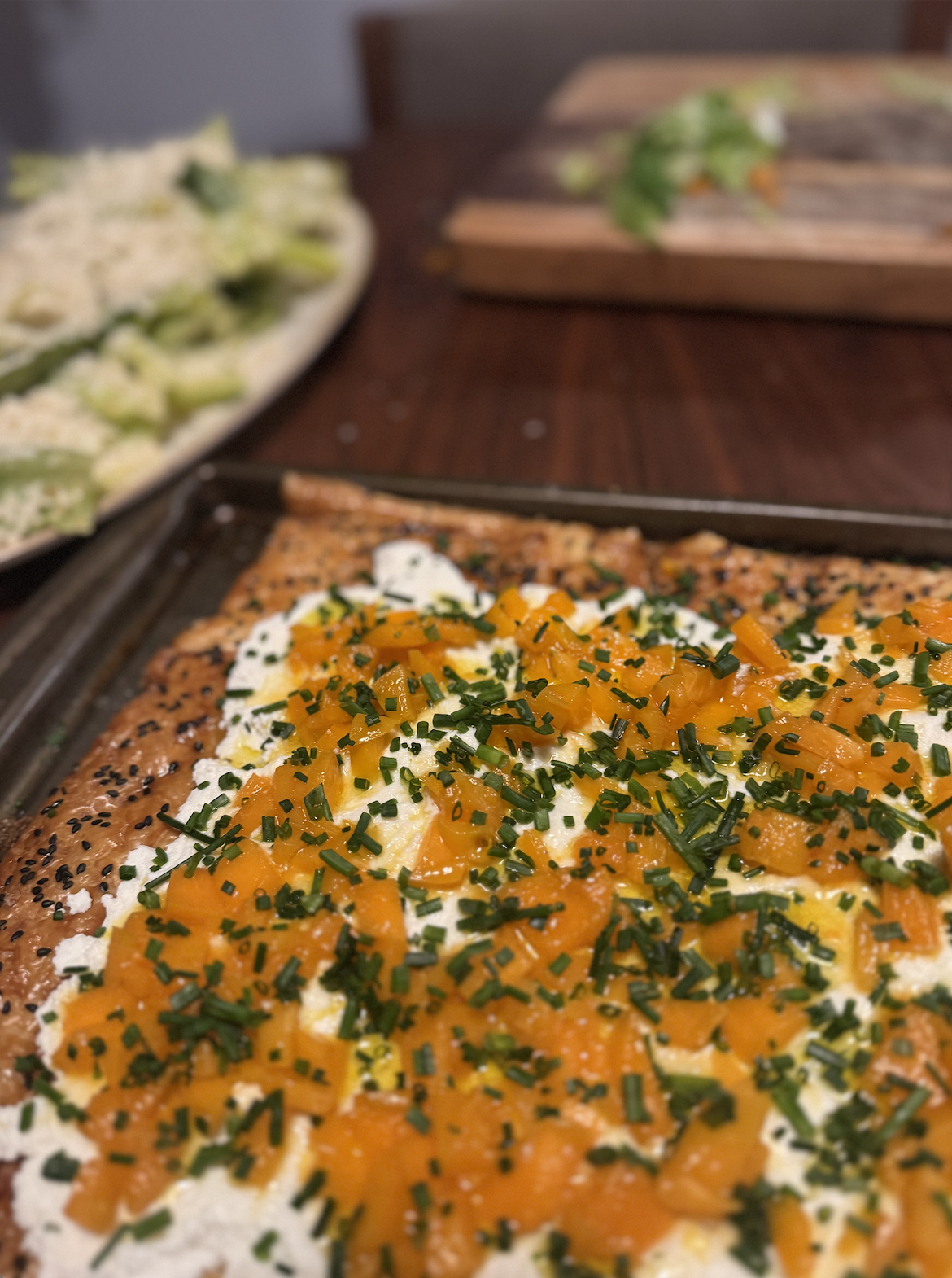 Puff Pastry with Ricotta, Chive & Apricot-Thyme Salsa