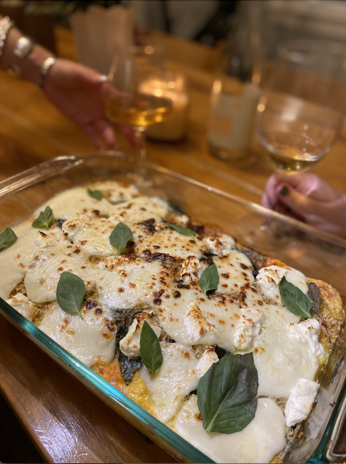 Roasted Eggplant Parm with Goat Cheese, Mozzarella & Parmesan