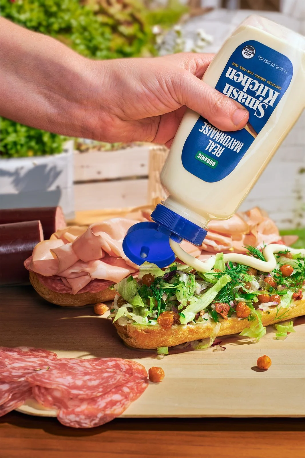 The Ultimate Loaded Hoagie: Chickpeas, Crispy Bacon, Mortadella &amp; Salami with Chopped Salad