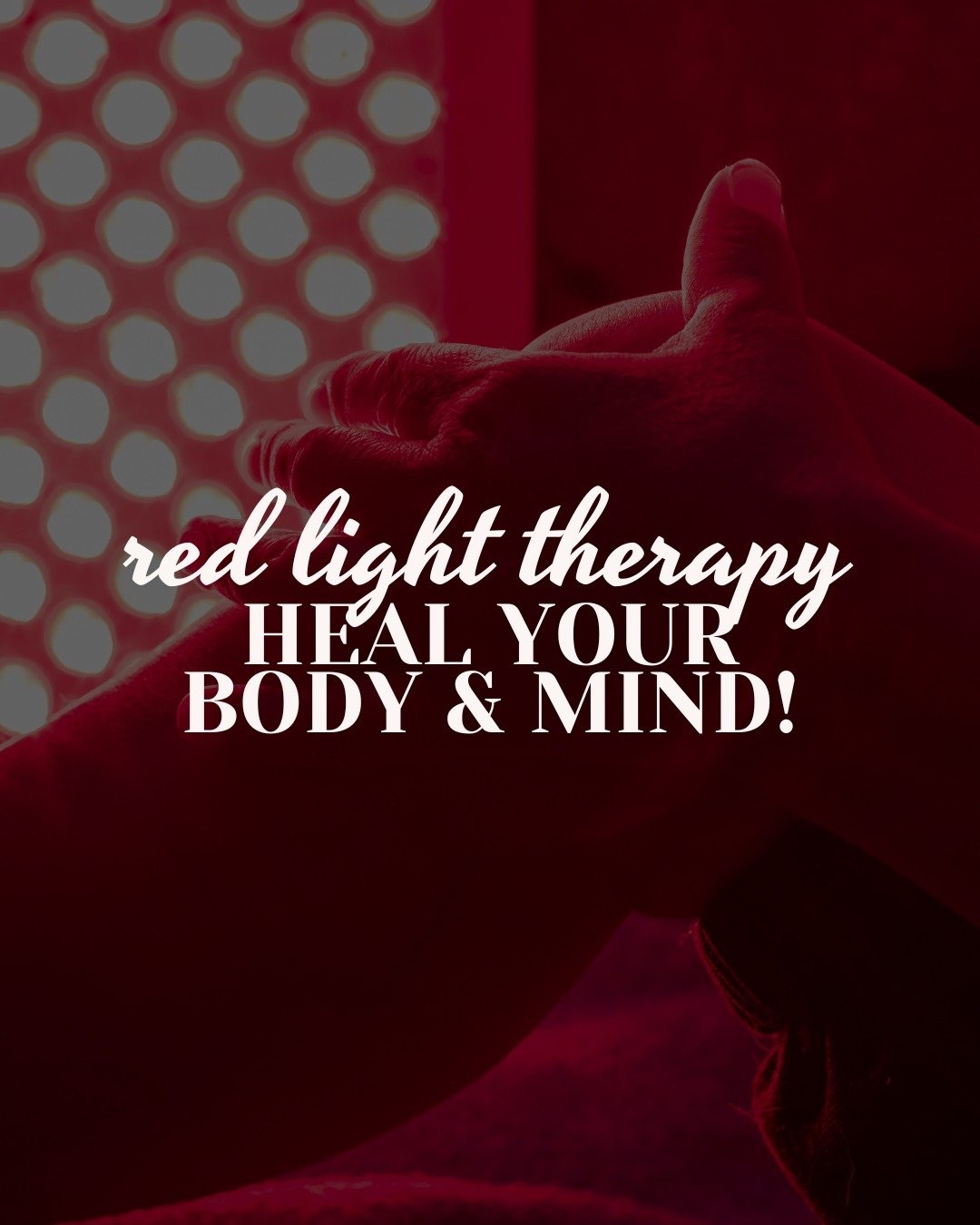 Red Light Therapy : heal your body &amp; mind!

The red and near-infrared light penetrates deep into your tissues, promoting cellular regeneration and improving circulation. 

The mental benefits? Reduced anxiety, improved mood, and enhanced cognitiv