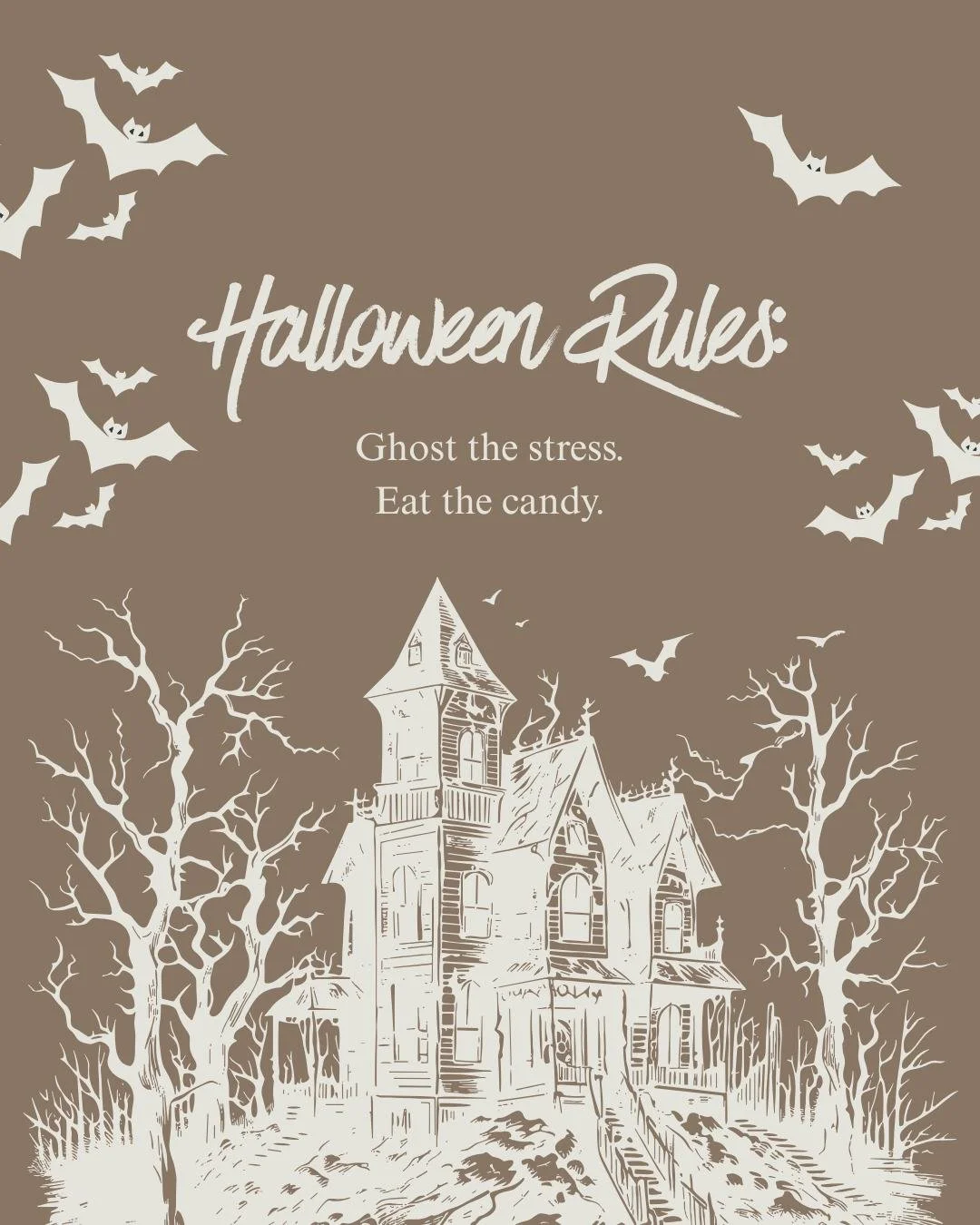 Halloween Rule:
👻Ghost the stress
🍬Keep the candy

Have a safe and Happy Halloween! We'll be here for all your recovery needs this weekend 😉