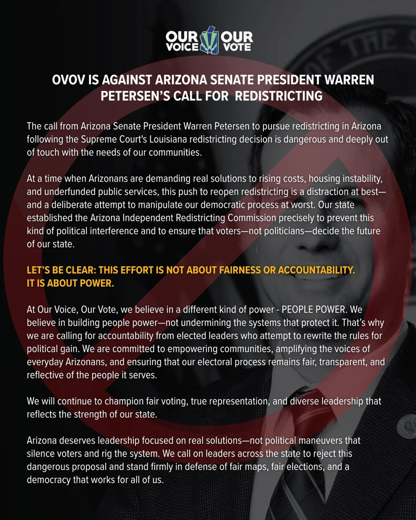 When politicians try to rewrite the rules, we speak up.
Our communities deserve fair representation, transparency, and accountability&mdash;not political games.
#OurVoiceOurVote #ProtectDemocracy