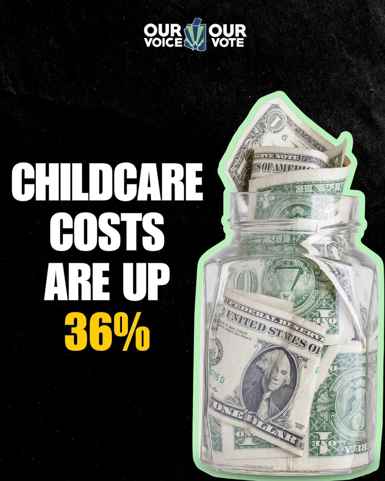 Did you know for many single moms in Arizona, child care costs take 36% of their income.

That&rsquo;s not support &mdash; that&rsquo;s strain.

We DEMAND better.&nbsp;

👉 Join the movement for affordable care: ourvoiceourvote.us