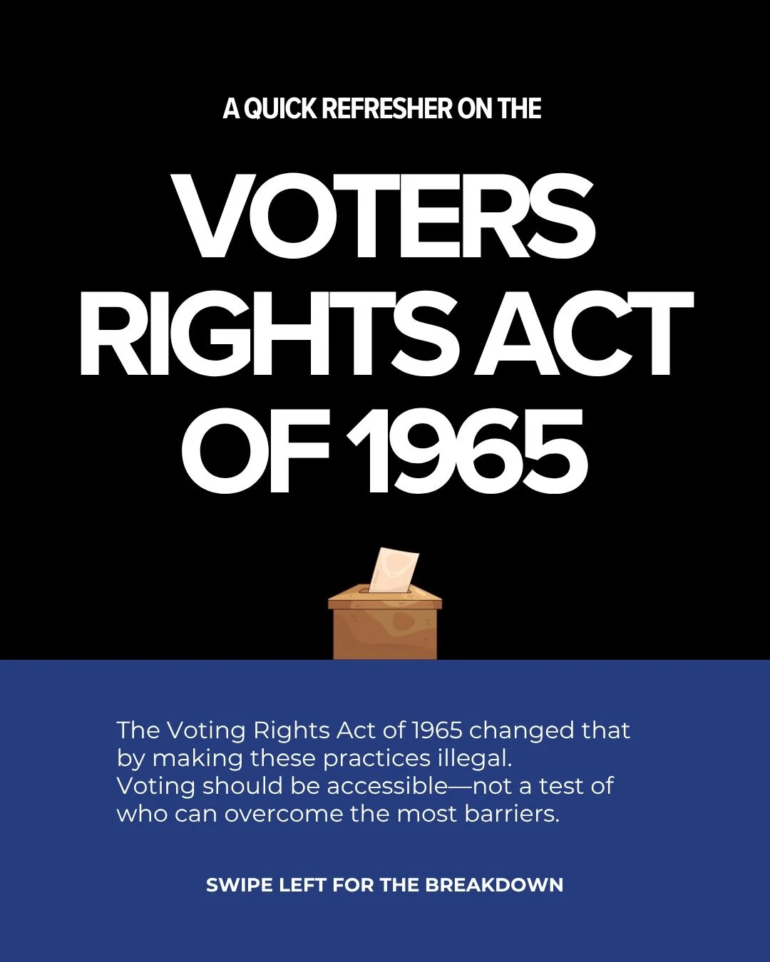 Don&rsquo;t let this slip from the headlines!

The fight for your right to vote is still alive and well and it&rsquo;s time to get serious.&nbsp;
- Voting rights impact everything&mdash;housing, education, jobs, and healthcare.

The Voting Rights Act