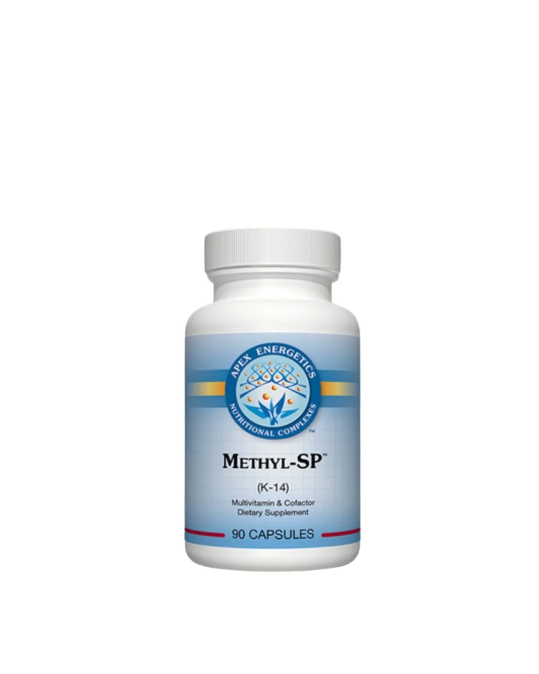 White bottle with Apex Super Methyl-SP® (Methyl SP) supplements with non branded label