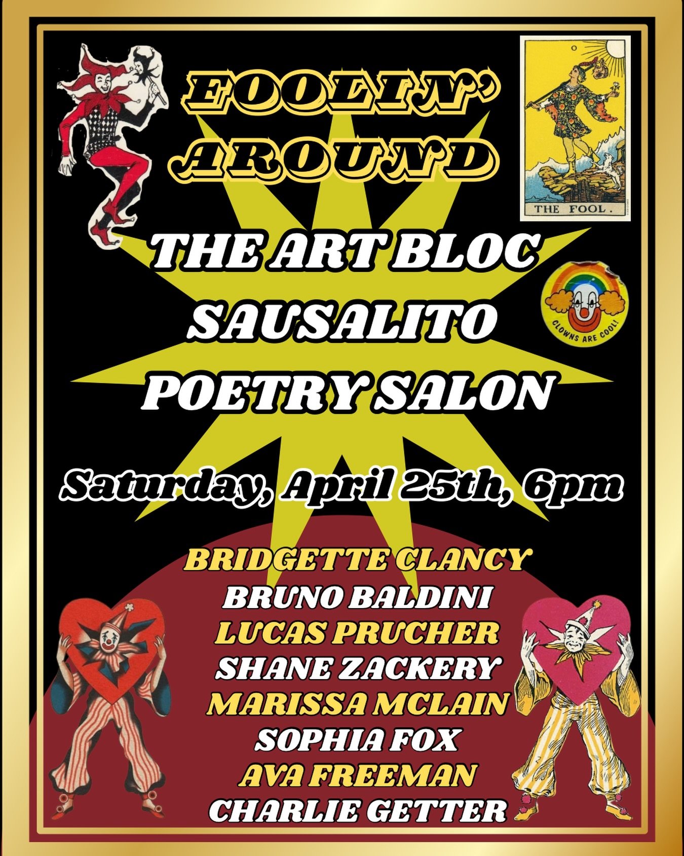 We&rsquo;re back! ✨

Join us on April 25th at 6:00 PM for our next Poetry Salon, this time themed Foolin Around. Expect an evening of playful words, lighthearted expression, music, and community by the bay.

Come listen, share, and lean into the fun 