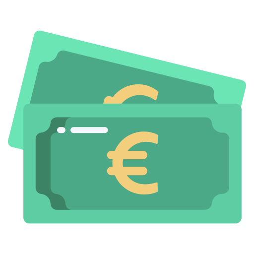Illustration of two euro banknotes in green color.