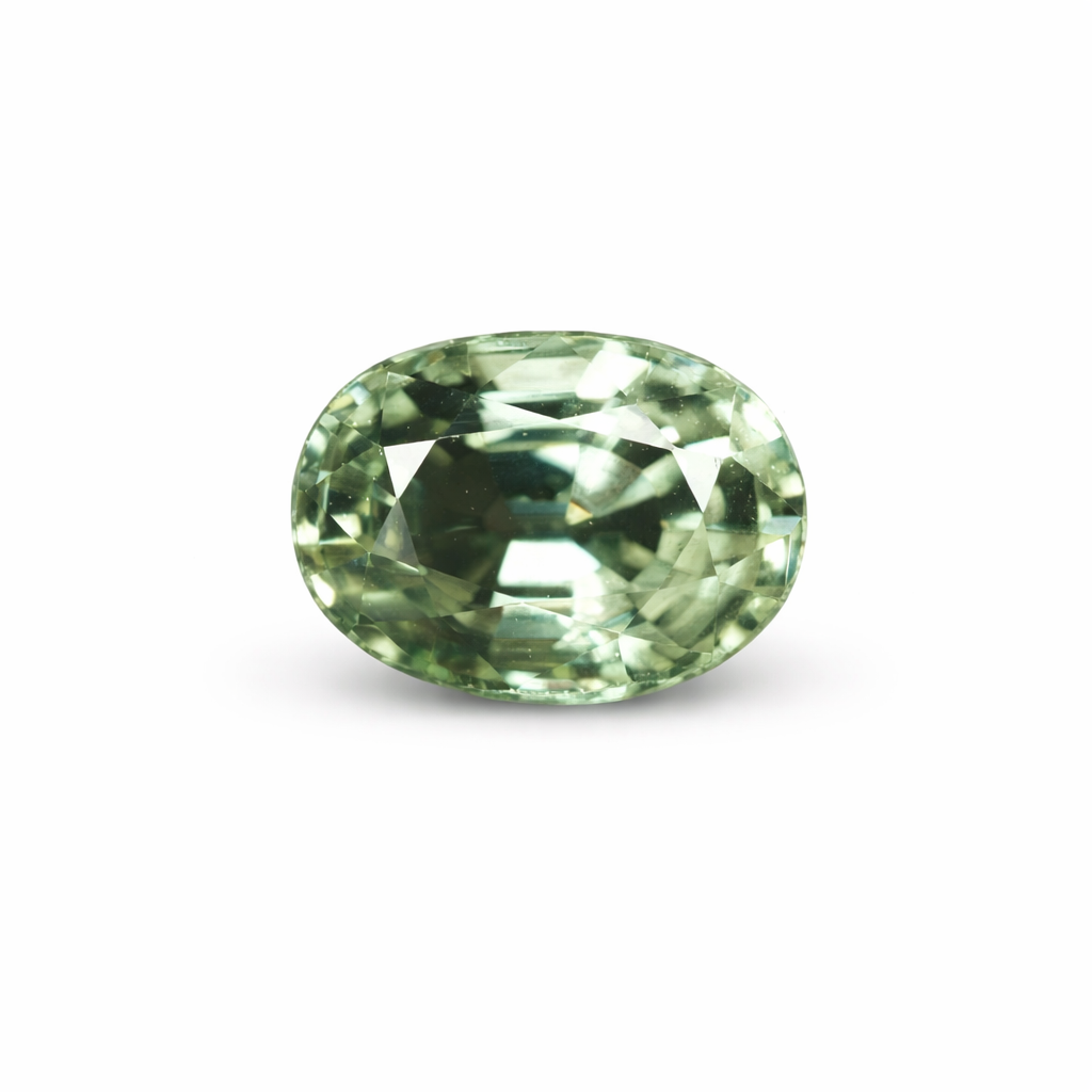 Mint green 1.23 ct sapphire in oval cut