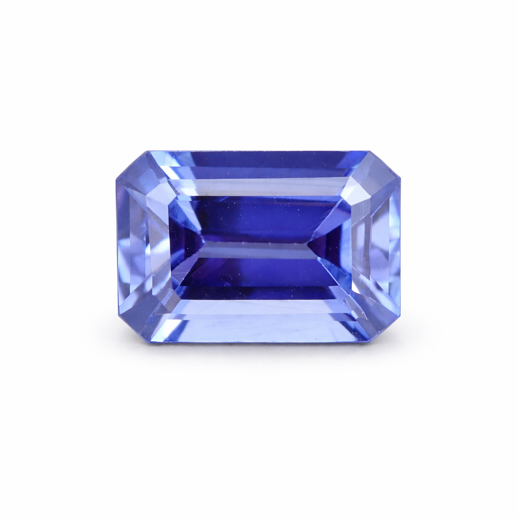 Violet blue flawless octagon cut tanzanite 3.26 carats AAA
