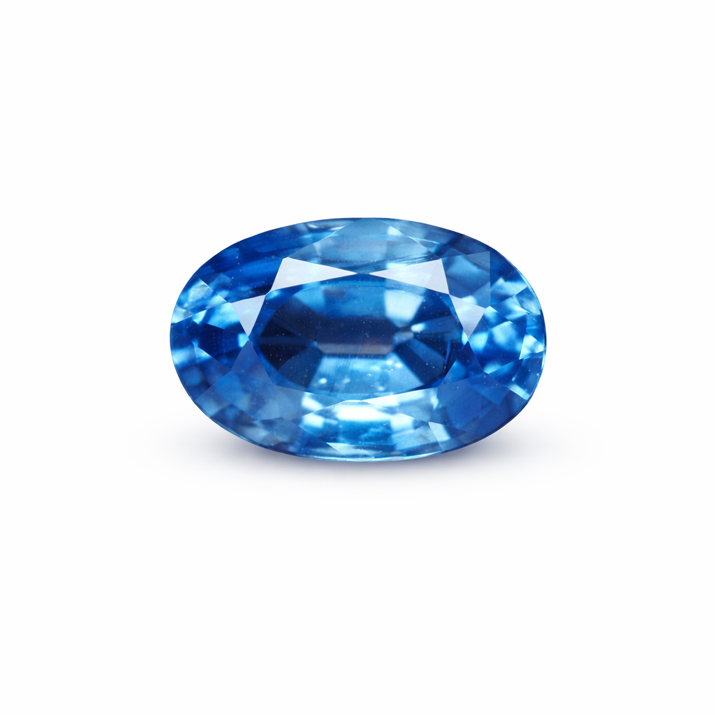 Bright blue sapphire 0.61 carats in oval cut from Sri Lanka