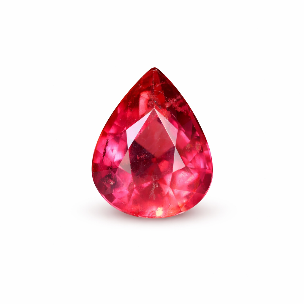 Unheated 2.14 carat Orangish Red Ruby in pear cut from Mozambique