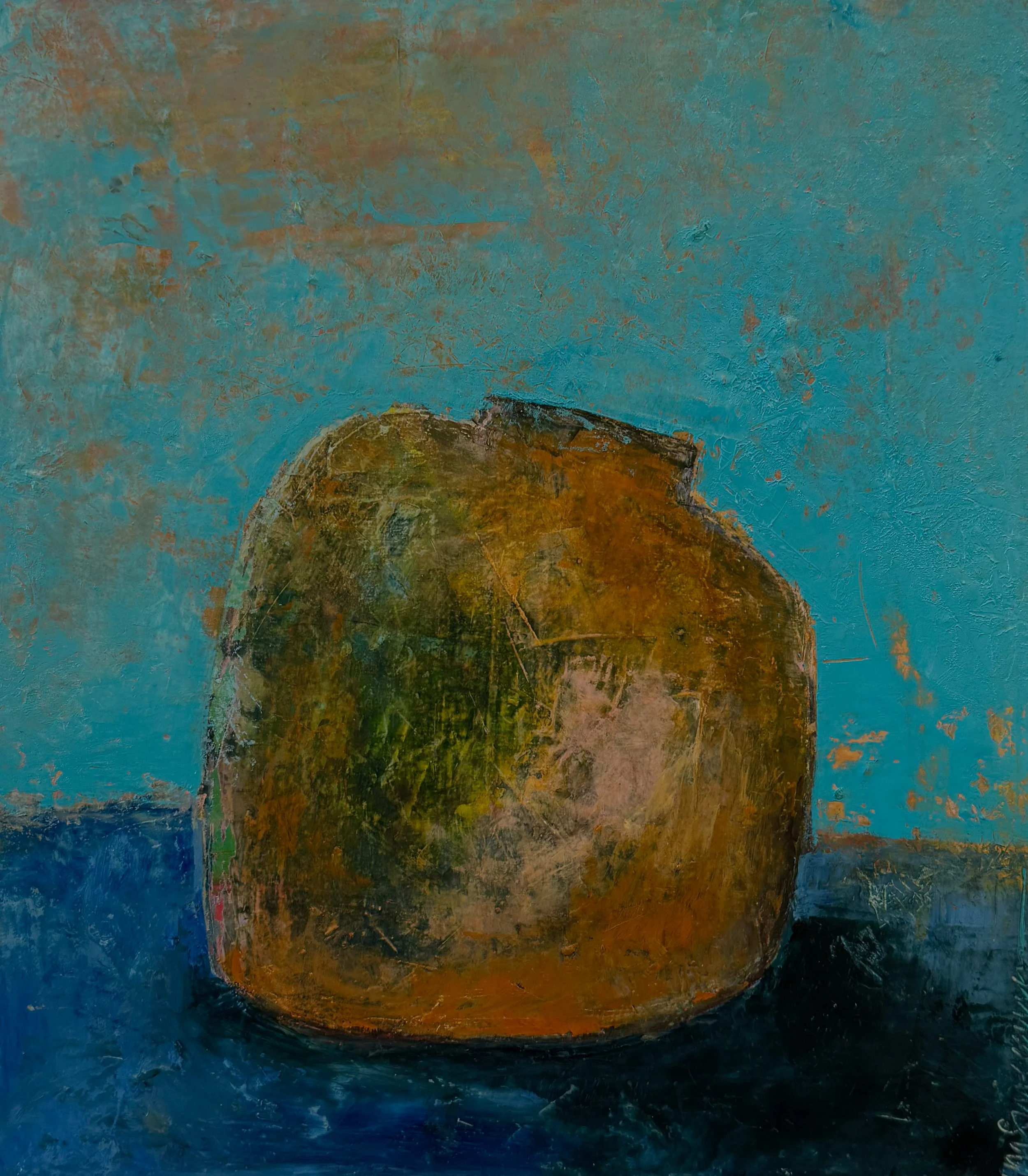 Vessel on Blue Table