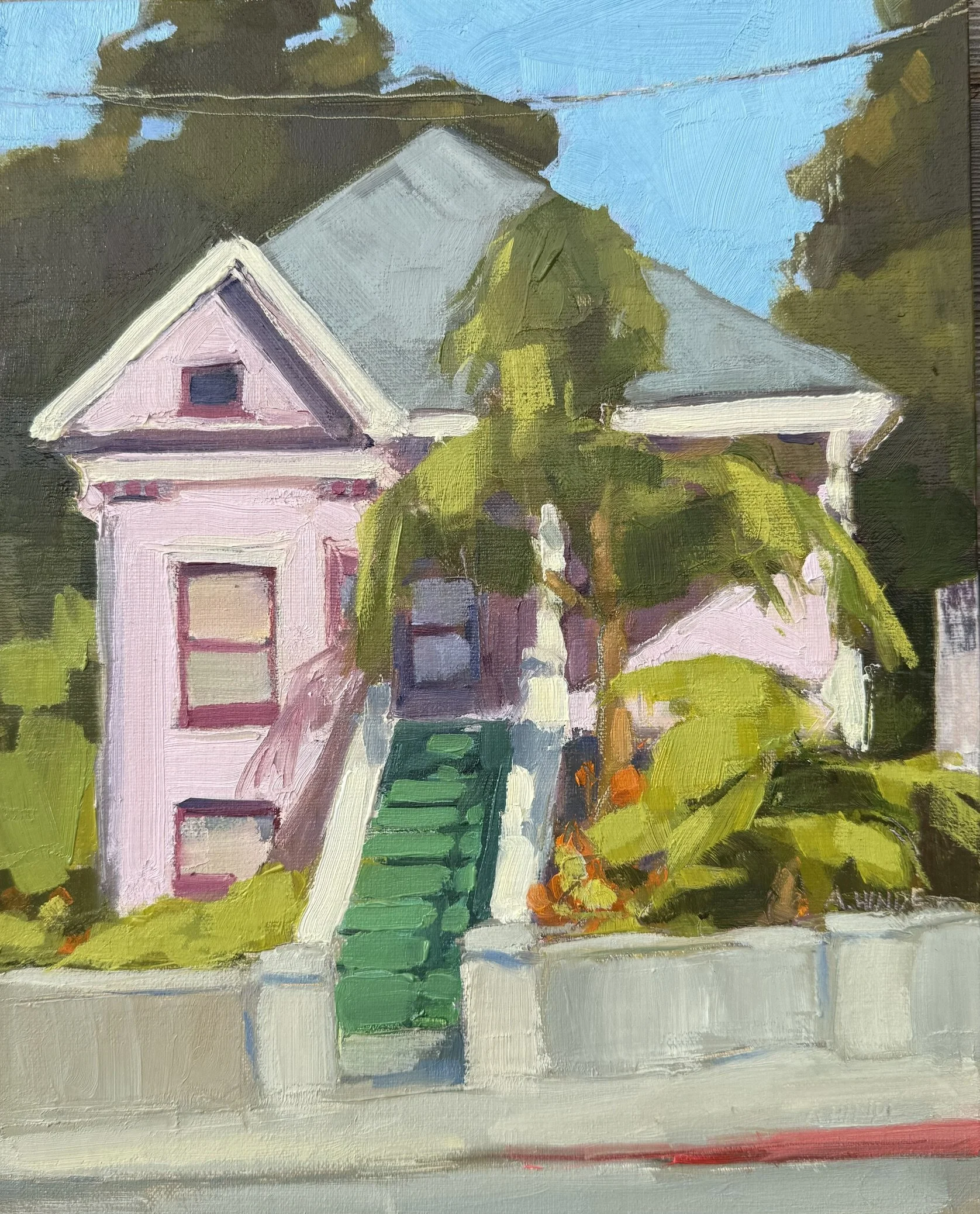 Pink House on Turney Street (2026) Oil on canvas, 10 x 8 inches (Sausalito Landscape Festival)
