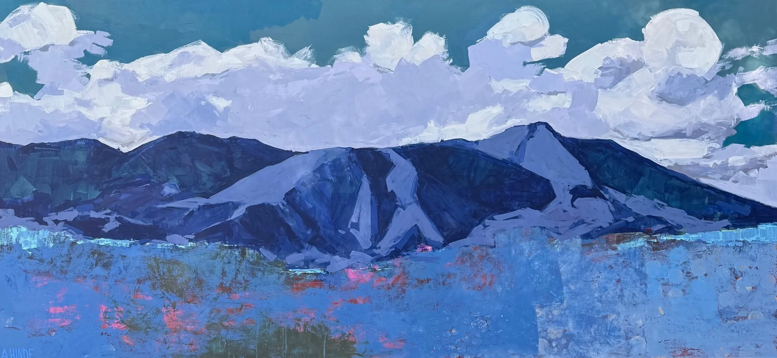 The Mountain We Love (2026) Acrylic on canvas, 48 x 90 inches