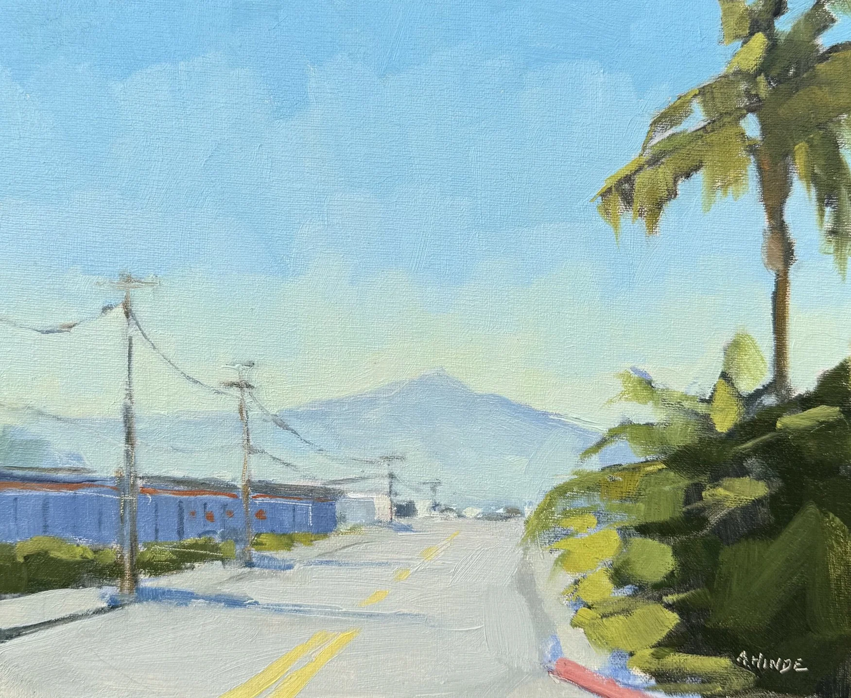 Tam & Palm (2026) Oil on canvas, 10 x 8 inches (Sausalito Landscape Festival)