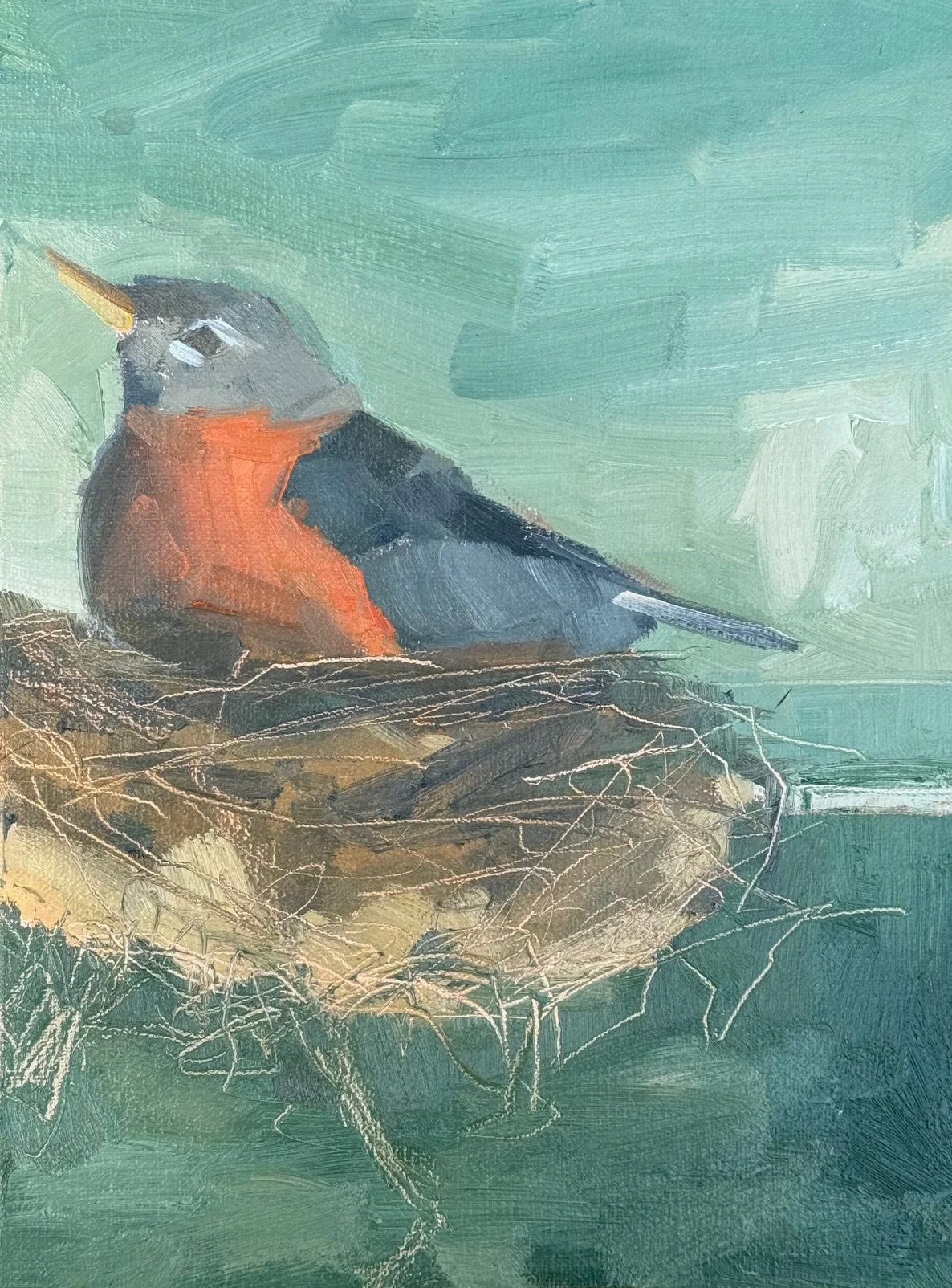 Mama Bird (2025) Oil on canvas, 6 x 8 inches / SOLD