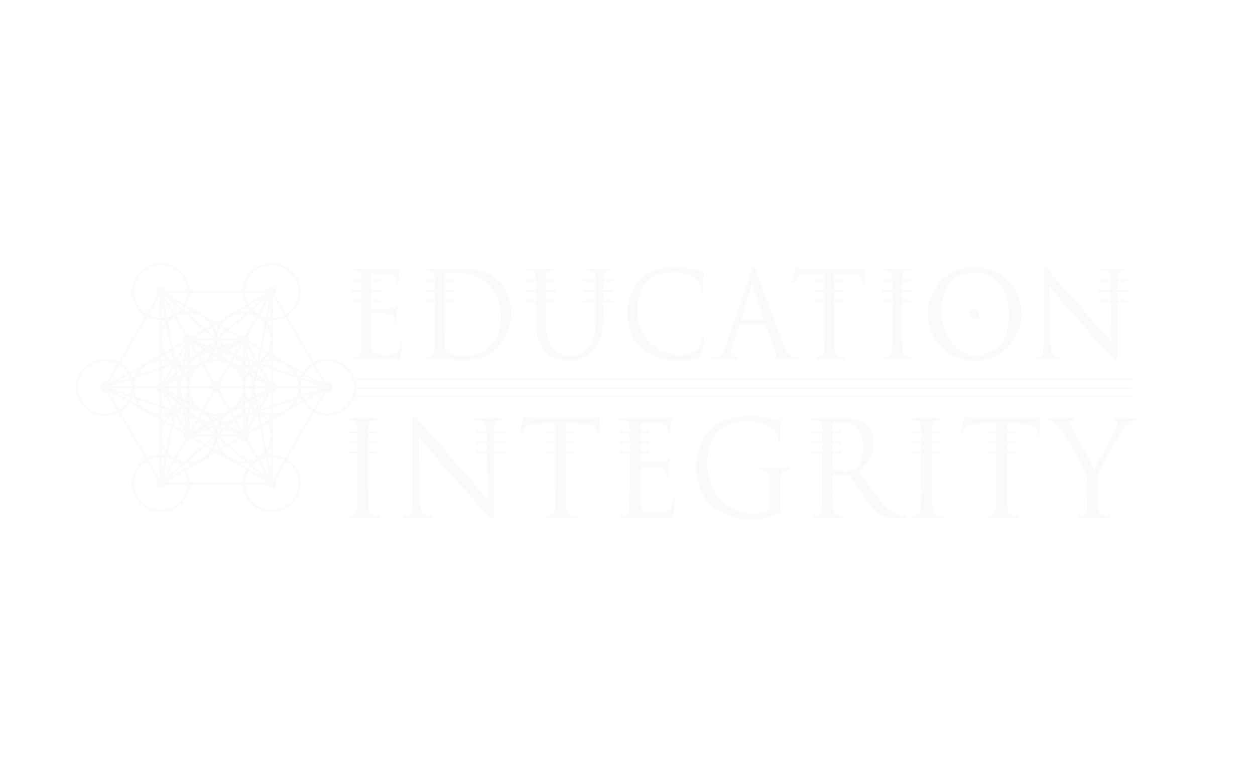 Logo of Education Integrity with geometric line art and text elements.
