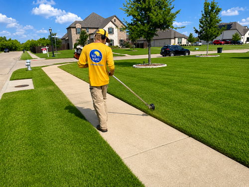 Vale Scapes edging a sidewalk for a clean lawn finish