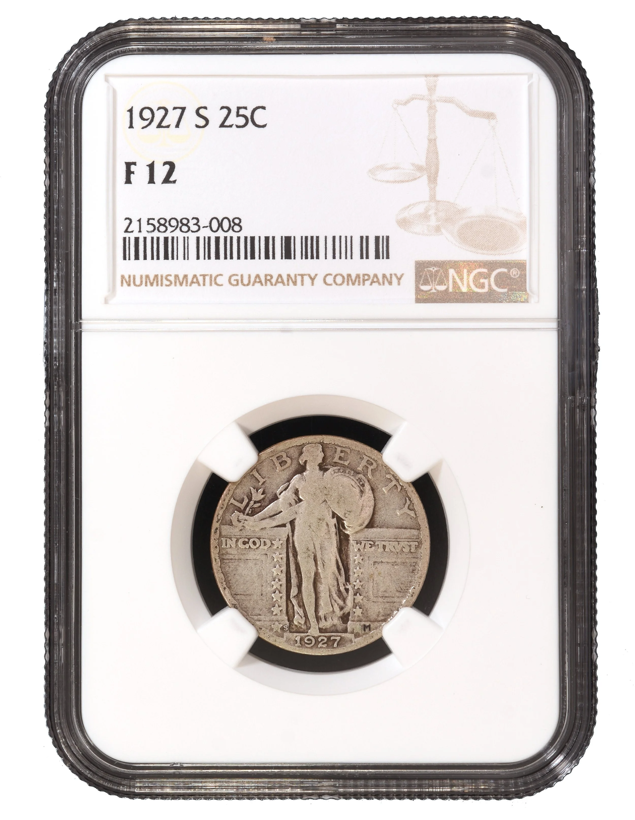 1927-S STANDING LIBERTY QUARTER NGC F12
