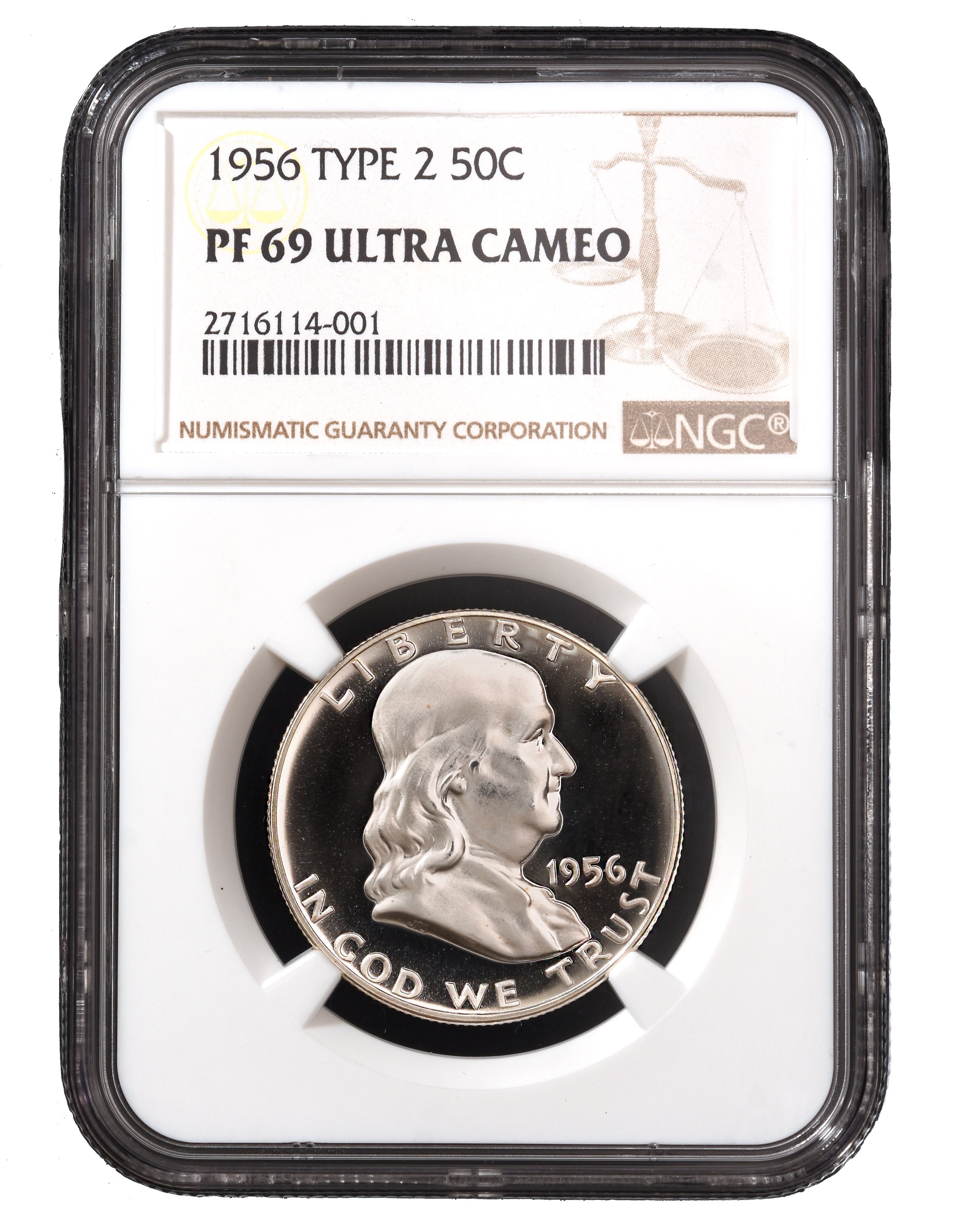 1956 TYPE 2 FRANKLIN NGC PF 69 ULTRA CAMEO