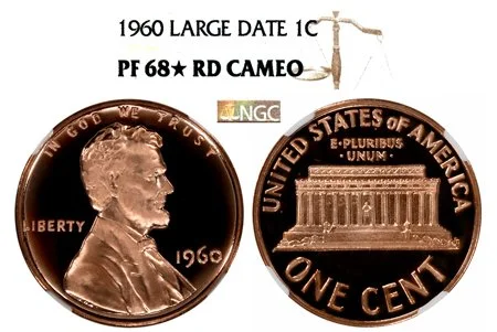 1960 LARGE DATE LINCOLN NGC PF 68 STAR RD CAMEO