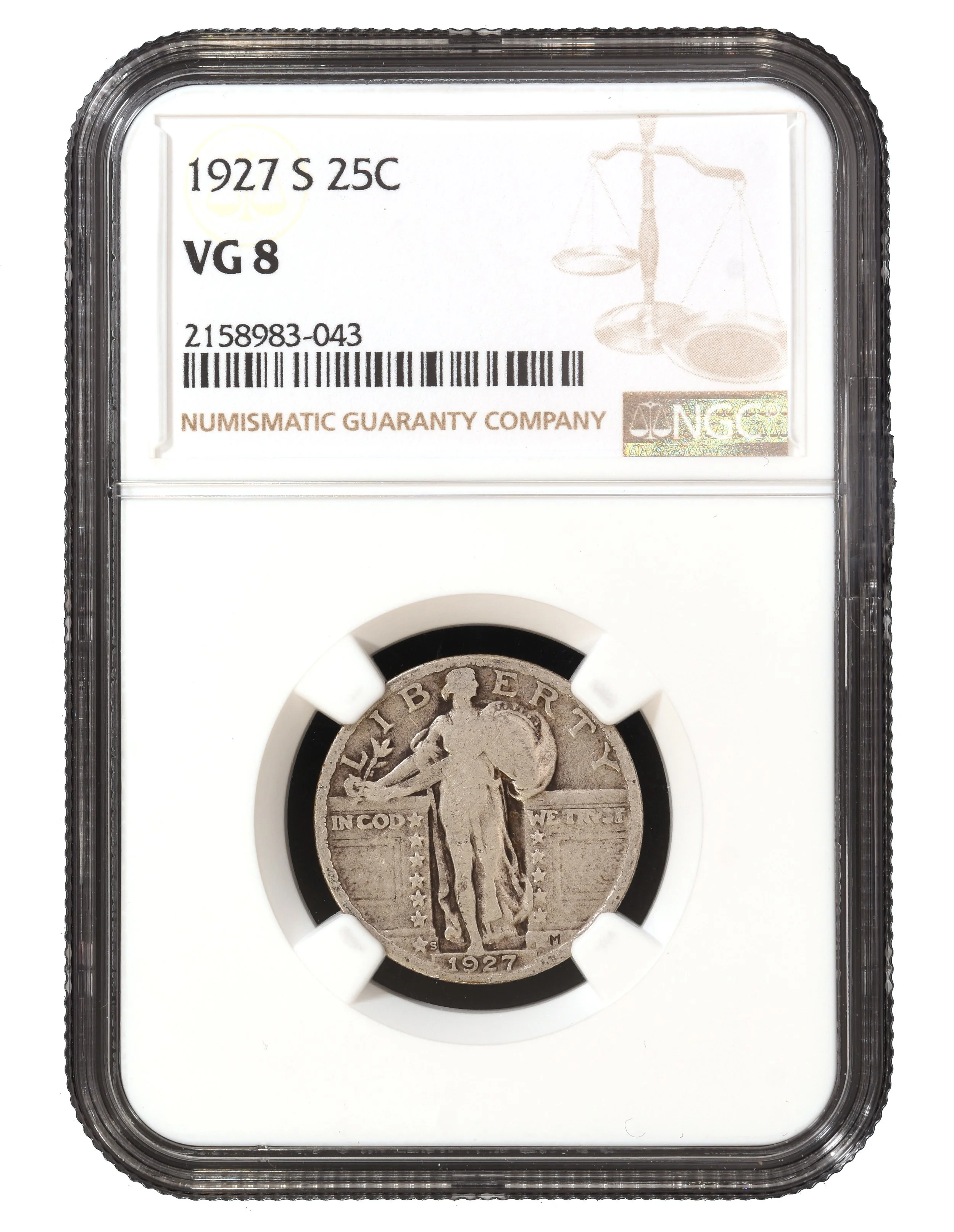 1927-S STANDING LIBERTY QUARTER NGC VG8