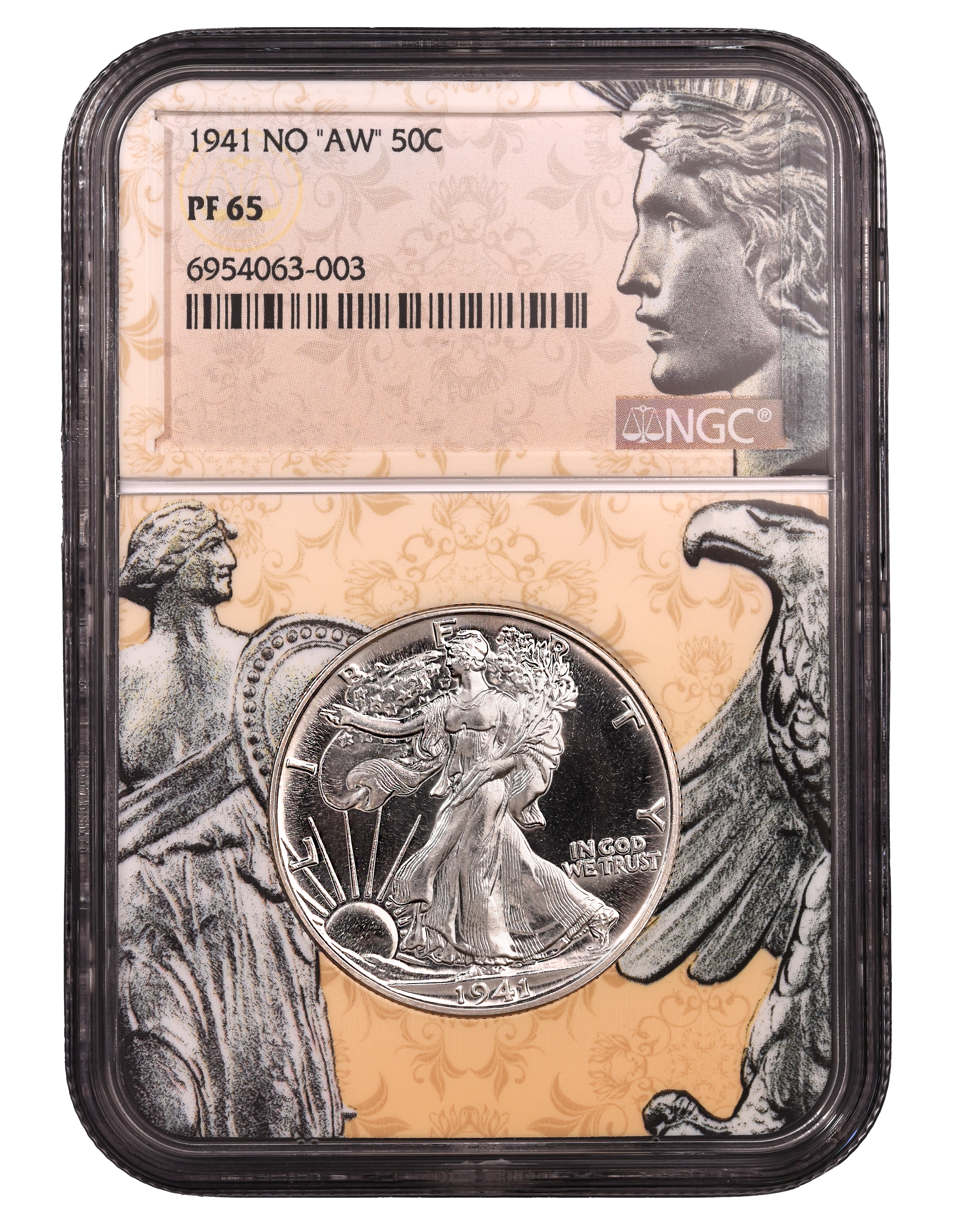 1941 NO “AW” WALKING LIBERTY NGC PF 65 RENAISSANCE