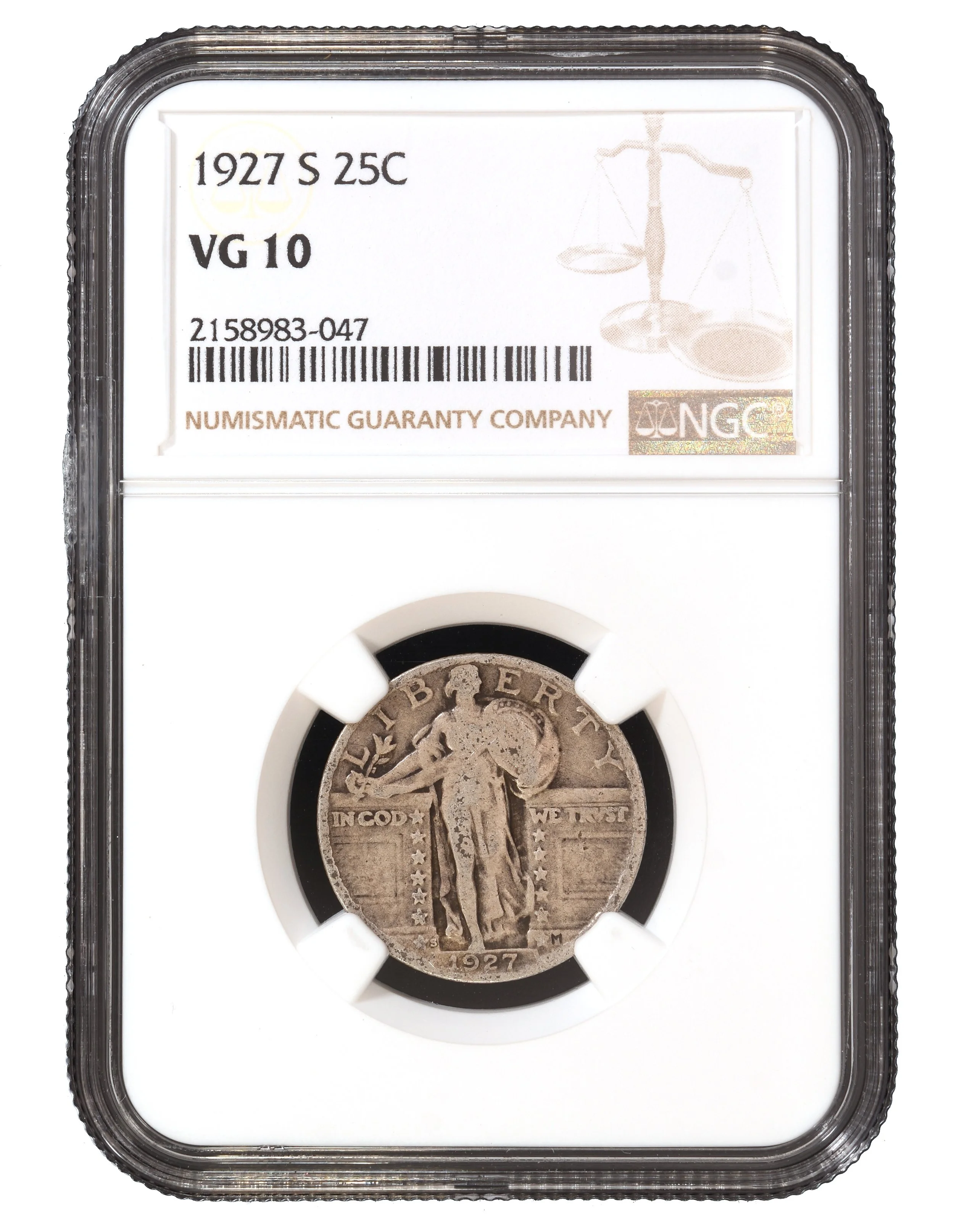 1927-S STANDING LIBERTY QUARTER NGC VG10