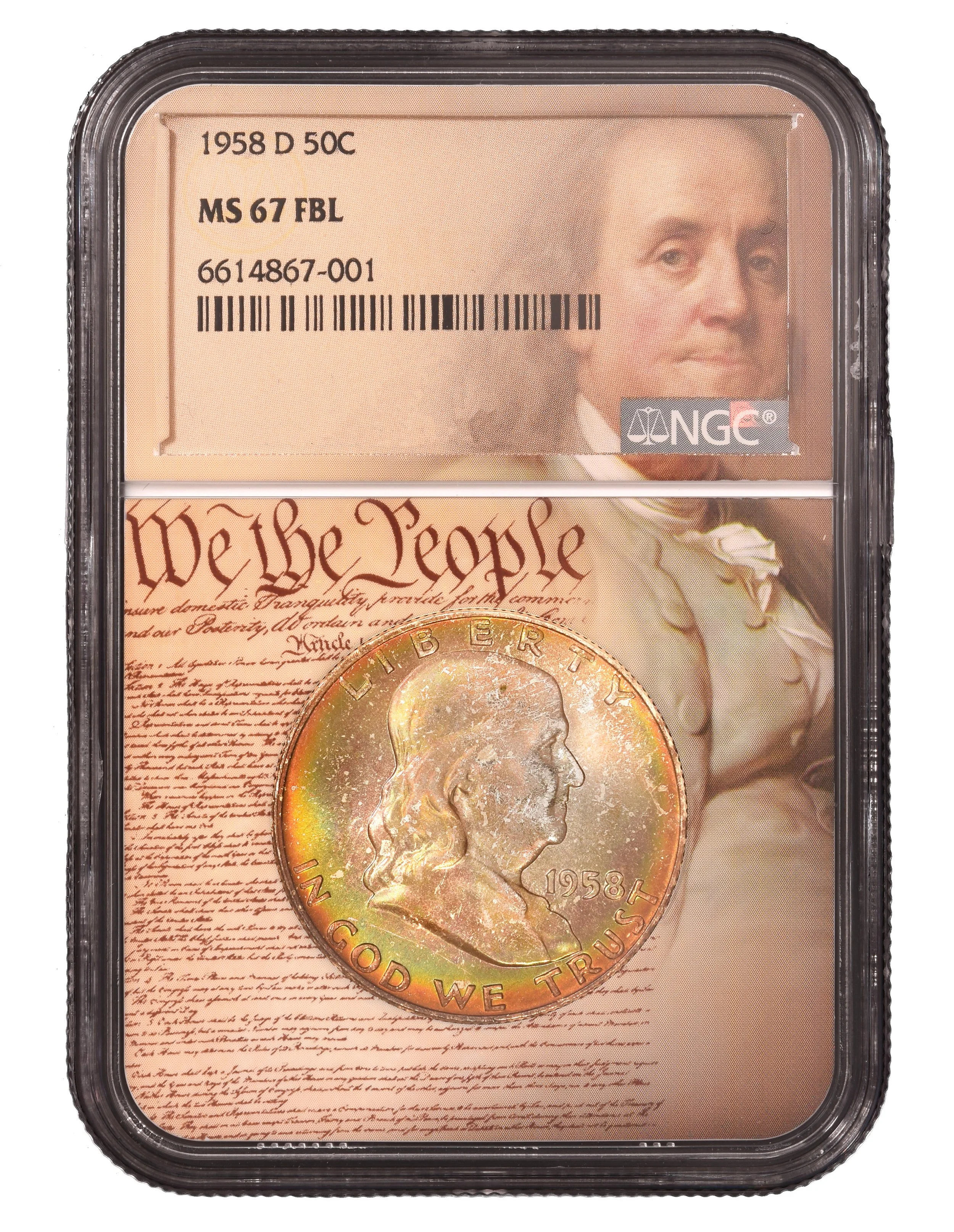 1958-D FRANKLIN NGC MS 67 FBL- We The People