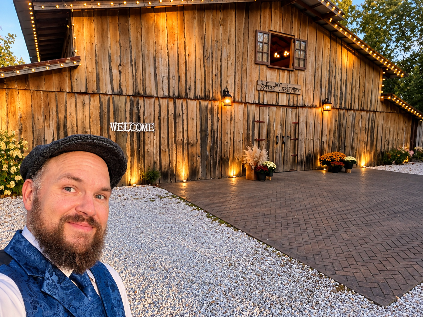 Golden Hour Barn Welcome Selfie.png